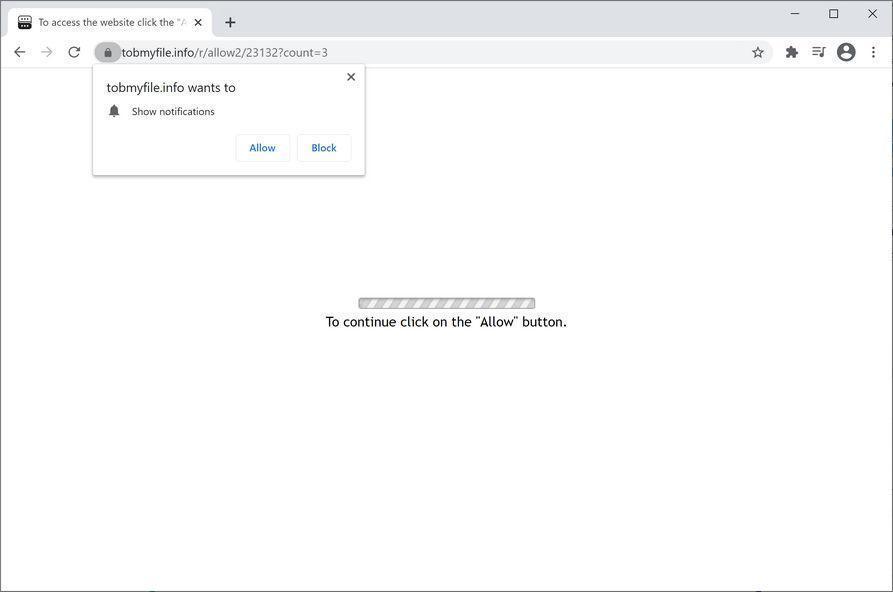 Image: Chrome browser is redirected to Tobmyfile.info