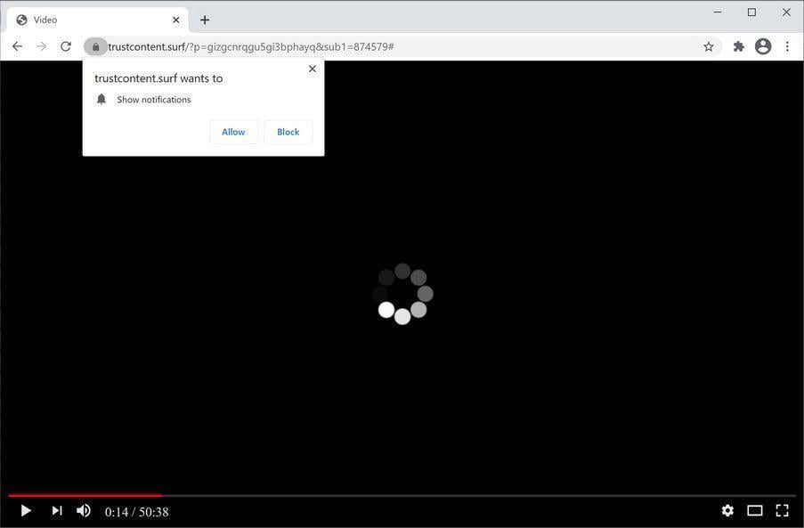 Image: Chrome browser is redirected to Trustcontent.surf