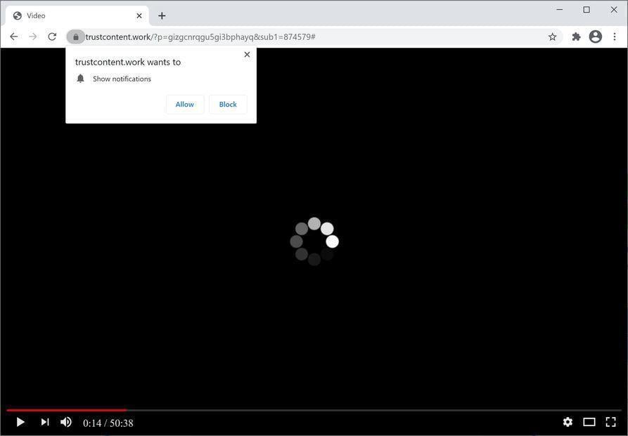 Image: Chrome browser is redirected to Trustcontent.work