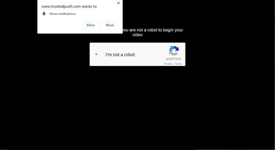 Image: Chrome browser is redirected to Trustedpush.com