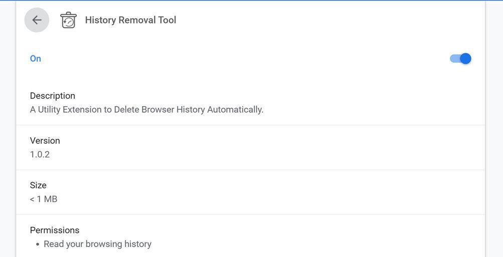 Image: History Removal Tool Chrome extension