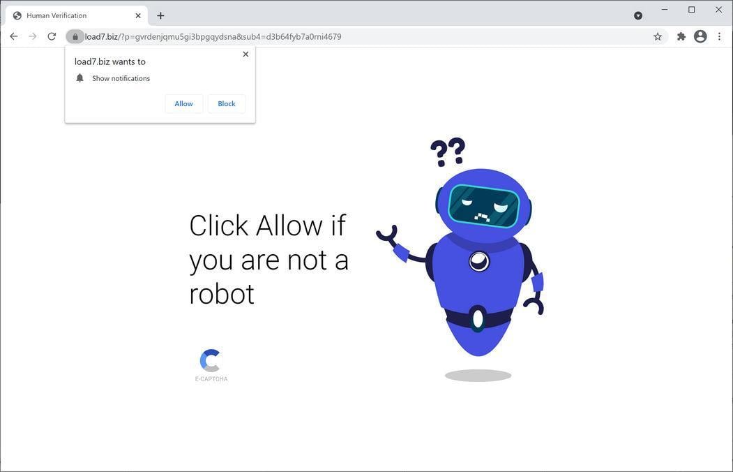 Image: Chrome browser is redirected to Load7.biz