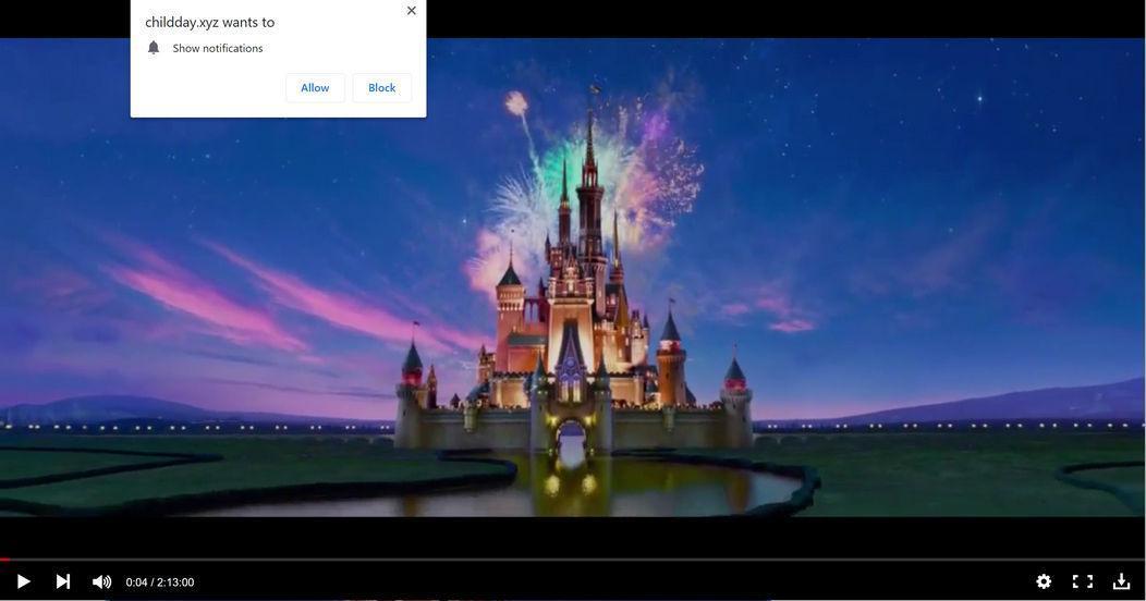 Image: Chrome browser is redirected to Childday.xyz