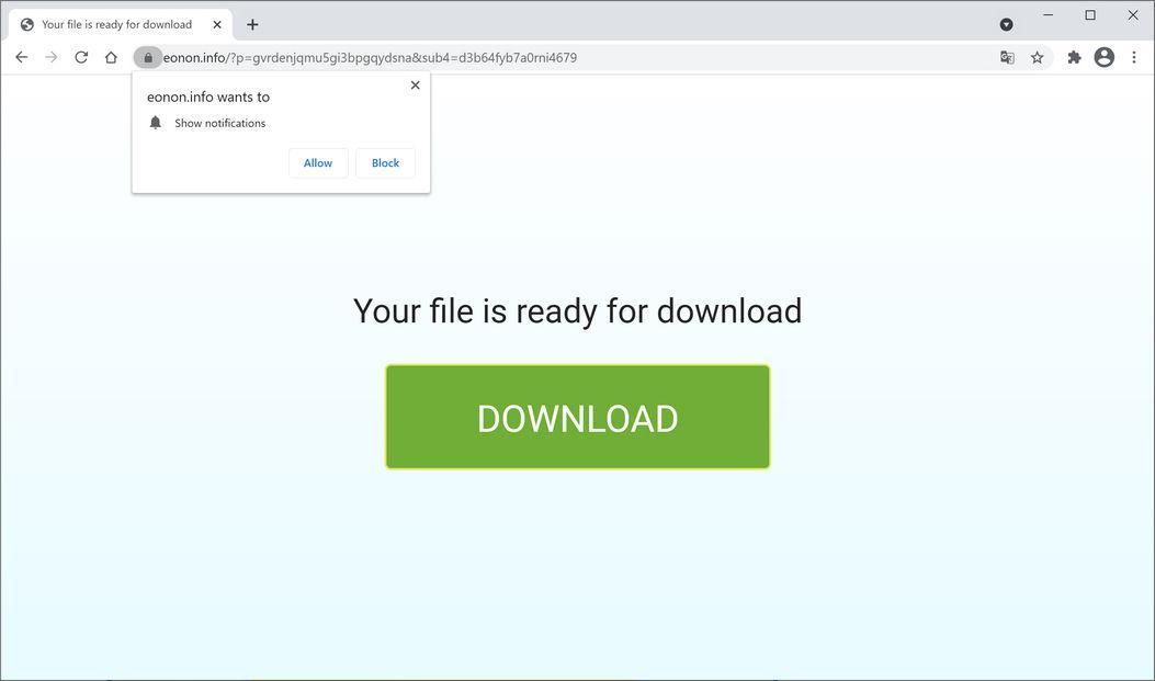 Image: Chrome browser is redirected to Eonon.info