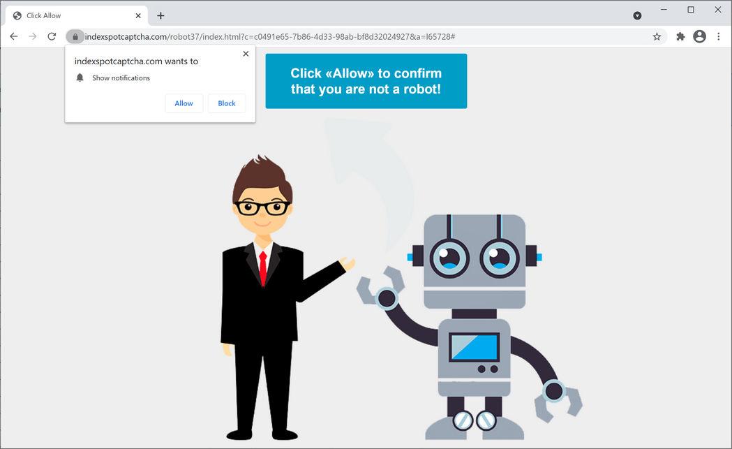 Image: Chrome browser is redirected to Indexspotcaptcha.com