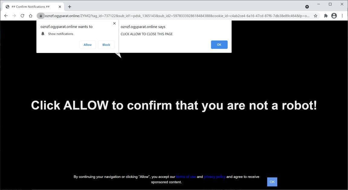 Image: Chrome browser is redirected to Ogyparat.online
