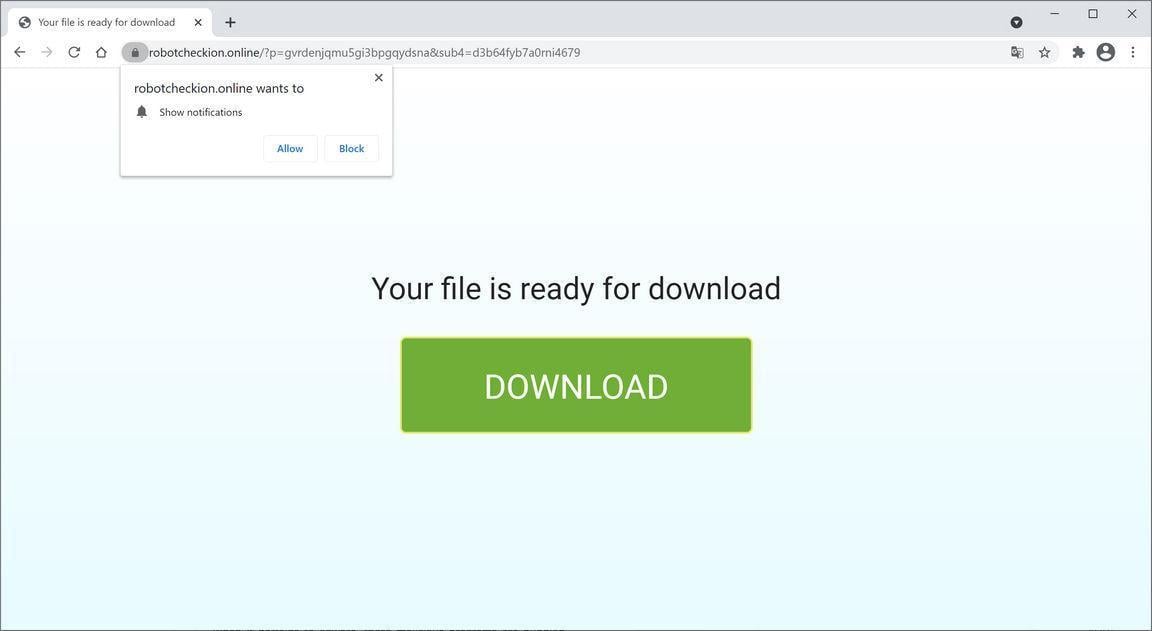 Image: Chrome browser is redirected to Robotcheckion.online