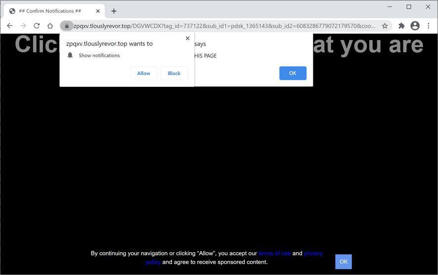 Image: Chrome browser is redirected to Tlouslyrevor.top