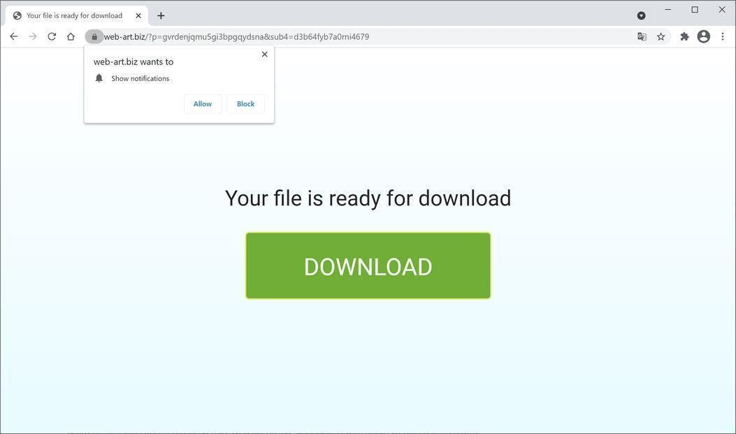 Image: Chrome browser is redirected to Web-art.biz