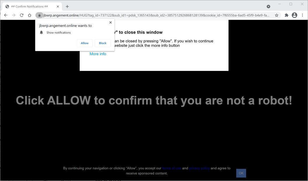 Image: Chrome browser is redirected to Angement.online