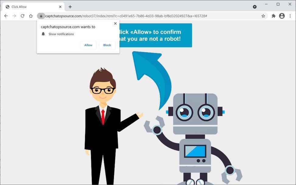 Image: Chrome browser is redirected to Captchatopsource.com