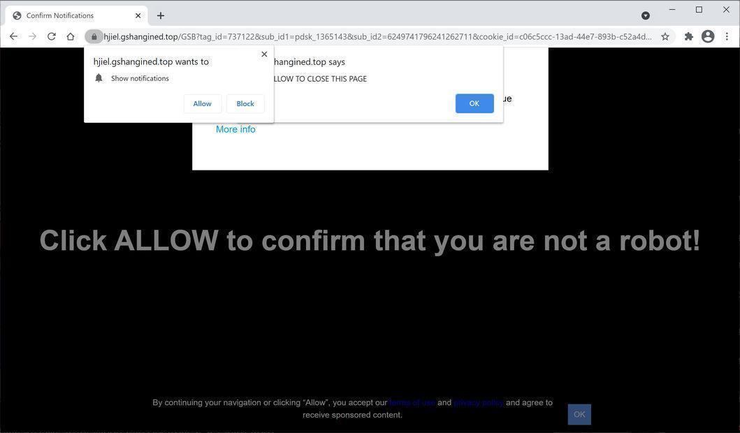 Image: Chrome browser is redirected to Gshangined.top