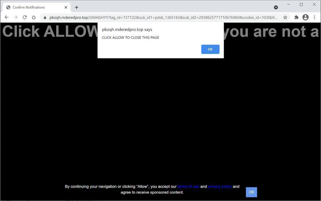 Image: Chrome browser is redirected to Mderedpro.top