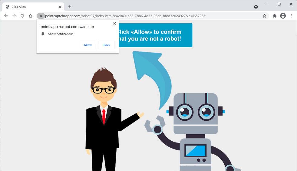 Image: Chrome browser is redirected to Pointcaptchaspot.com