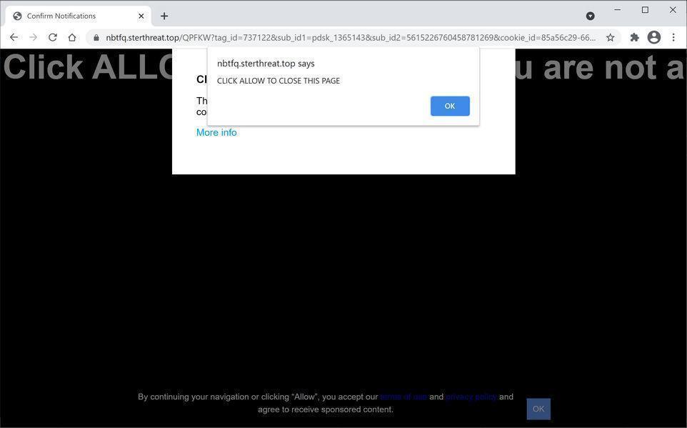 Image: Chrome browser is redirected to Sterthreat.top