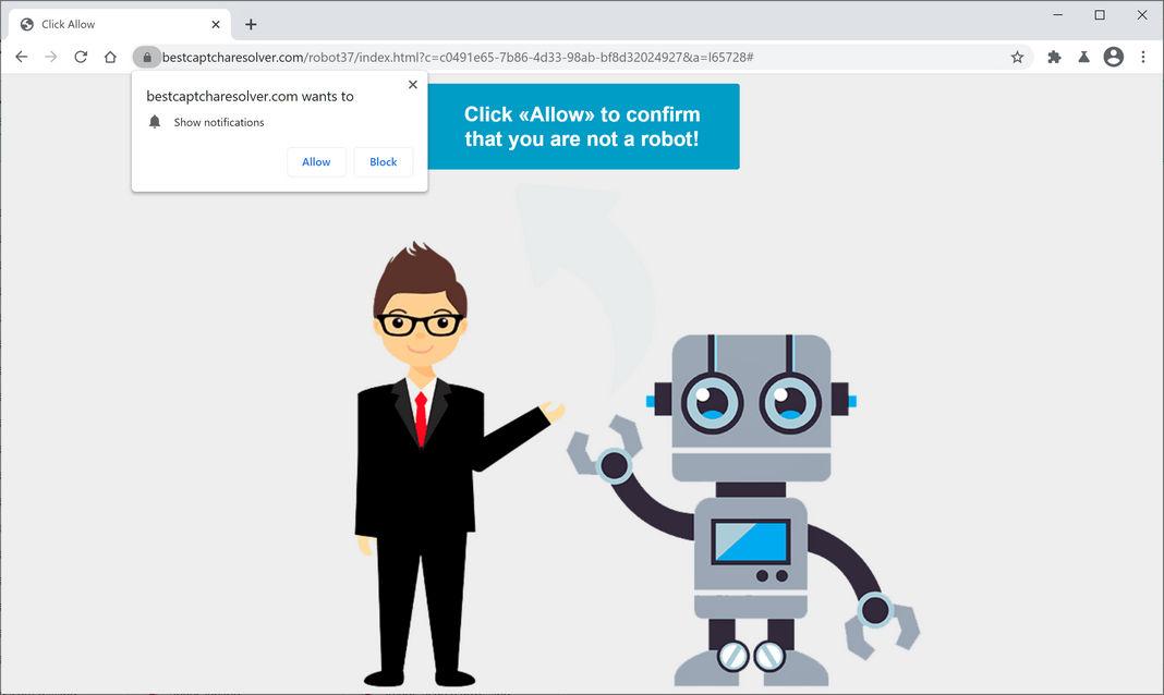 Image: Chrome browser is redirected to Bestcaptcharesolver.com
