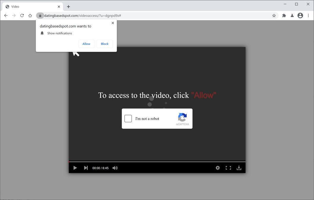 Image: Chrome browser is redirected to Datingbasedspot.com