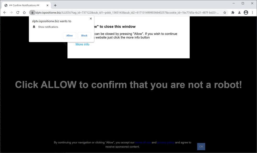 Image: Chrome browser is redirected to Ispositionw.biz
