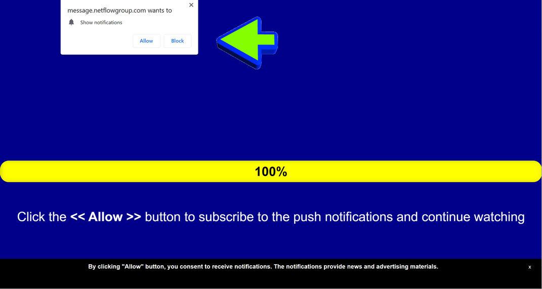 Image: Chrome browser is redirected to Netflowgroup.com