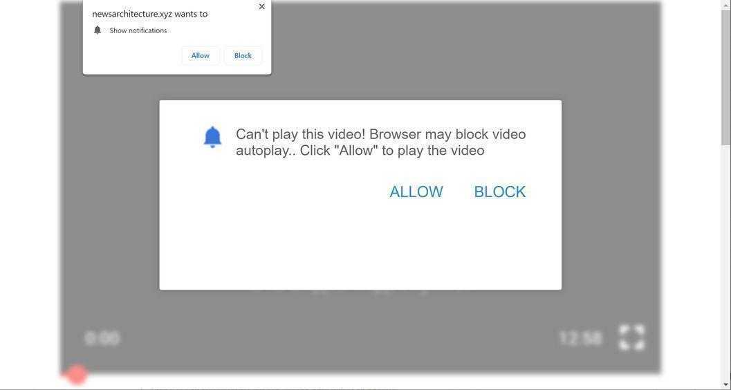 Image: Chrome browser is redirected to Newsarchitecture.xyz