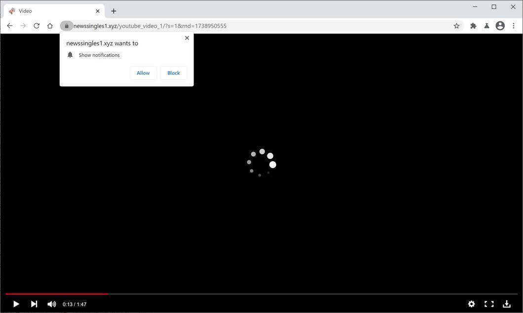 Image: Chrome browser is redirected to Newssingles1.xyz