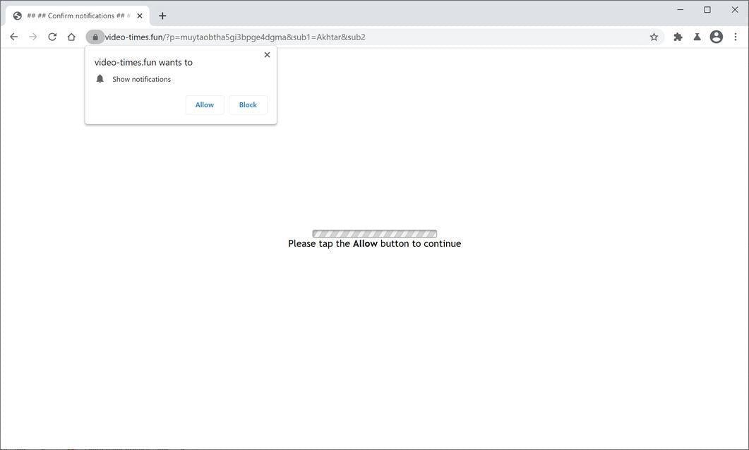 Image: Chrome browser is redirected to Vdeo-times.fun