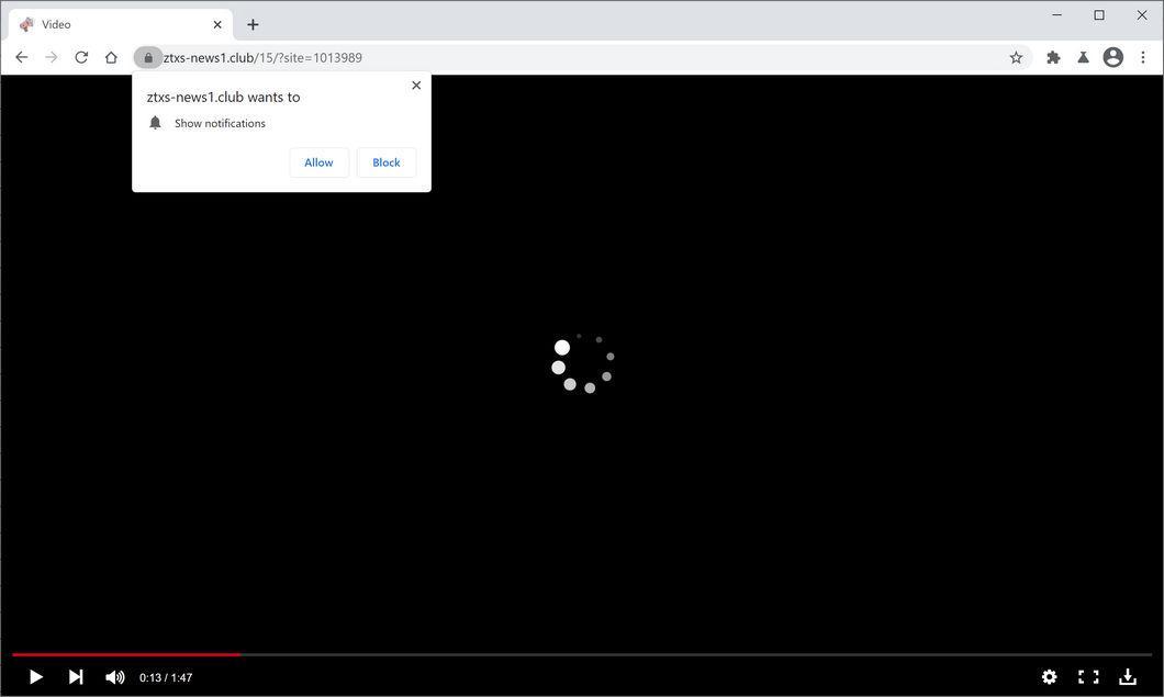 Image: Chrome browser is redirected to Ztxs-news1.club