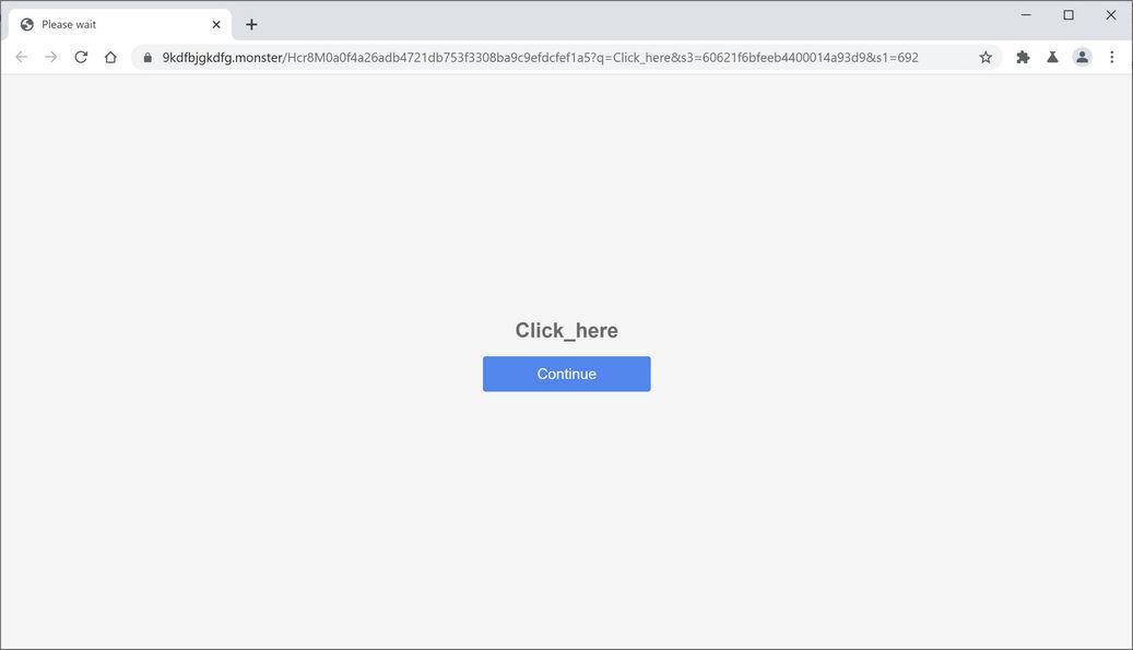 Image: Chrome browser is redirected to 9kdfbjgkdfg.monster