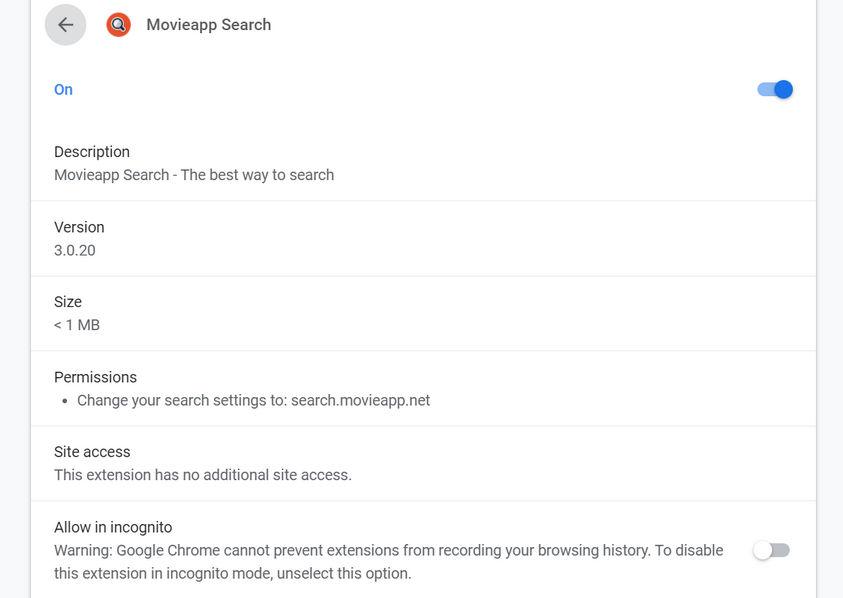 Image: Movieapp Search redirecting search query through search.movieapp.net