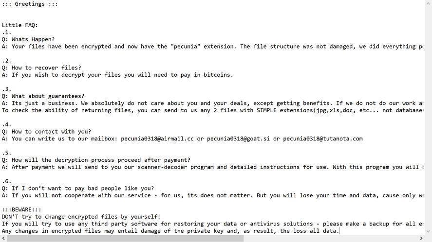Image: Pecunia ransomware