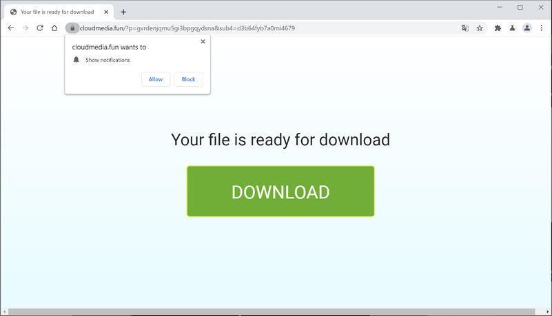 Image: Chrome browser is redirected to Cloudmedia.fun