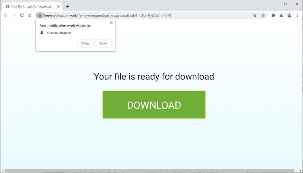 Image: Chrome browser is redirected to Free-notification.work