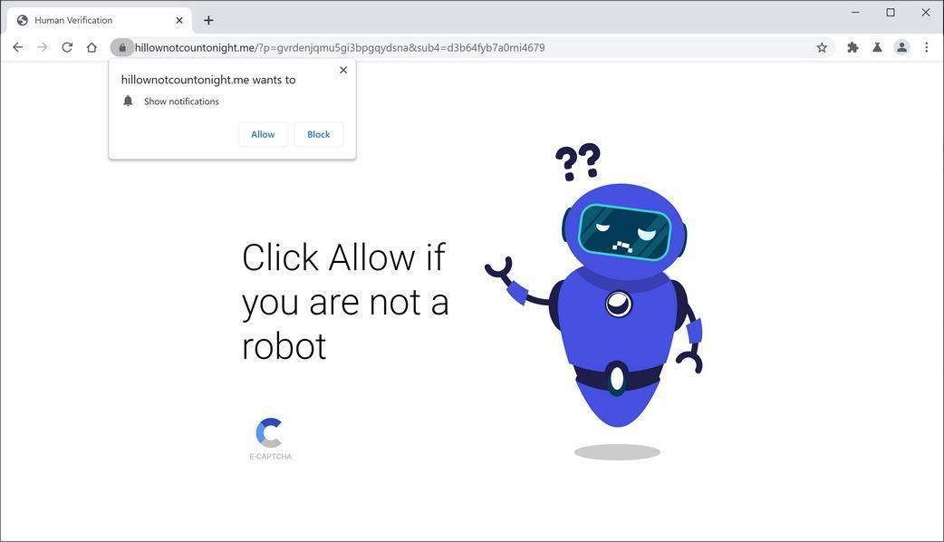 Image: Chrome browser is redirected to Hillownotcountonight.me