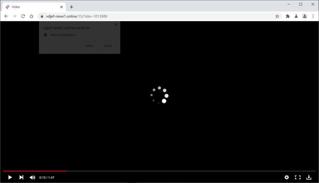 Image: Chrome browser is redirected to Vdjef-news1.online