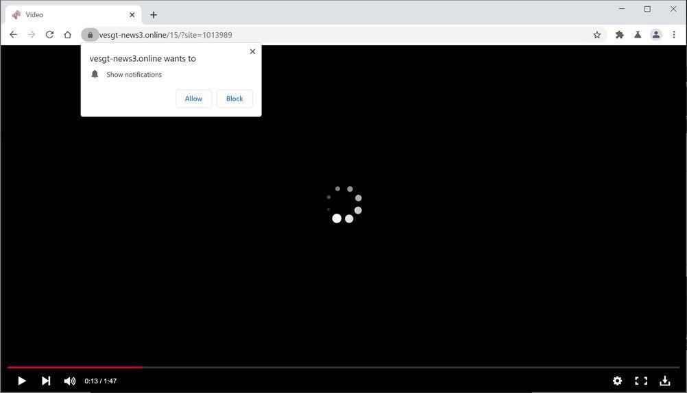 Image: Chrome browser is redirected to Vesgt-news3.online