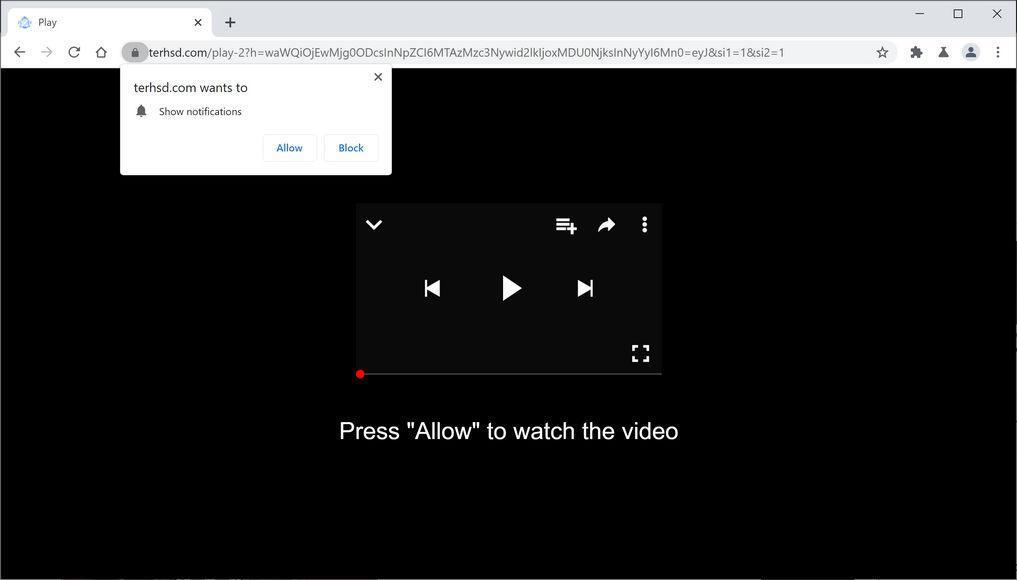 Image: Chrome browser is redirected to Terhsd.com