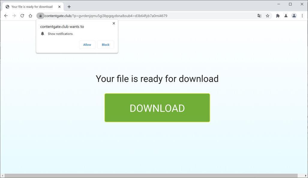 Image: Chrome browser is redirected to Contentgate.club