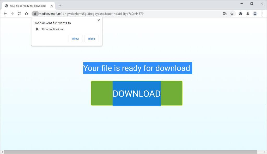 Image: Chrome browser is redirected to Mediaevent.fun