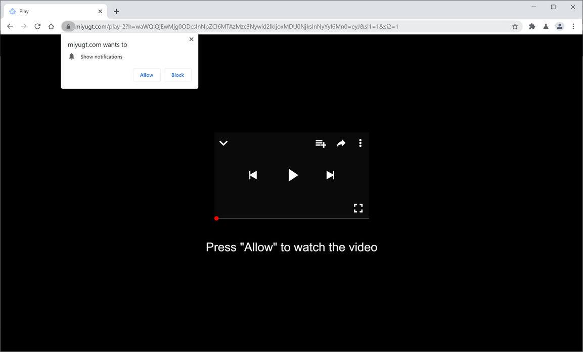 Image: Chrome browser is redirected to Miyugt.com