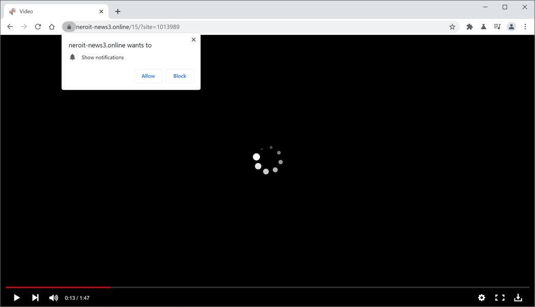 Image: Chrome browser is redirected to Neroit-news3.online