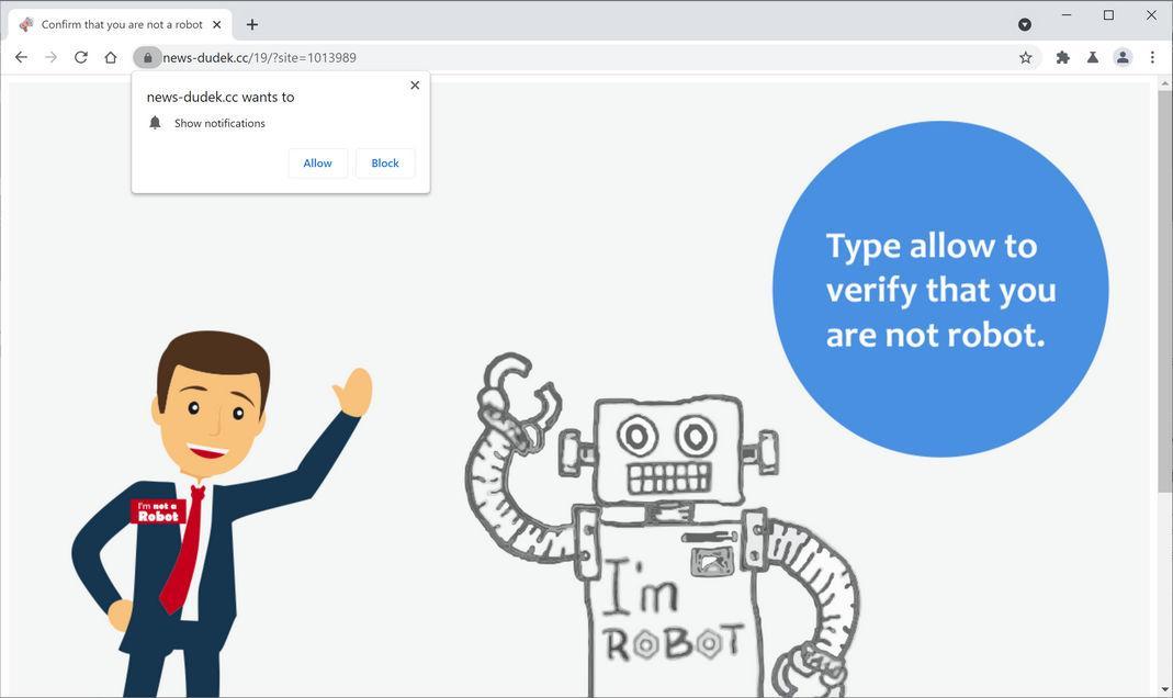 Image: Chrome browser is redirected to News-dudek.cc
