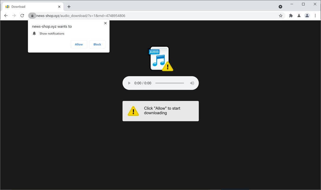 Image: Chrome browser is redirected to News-shop.xyz