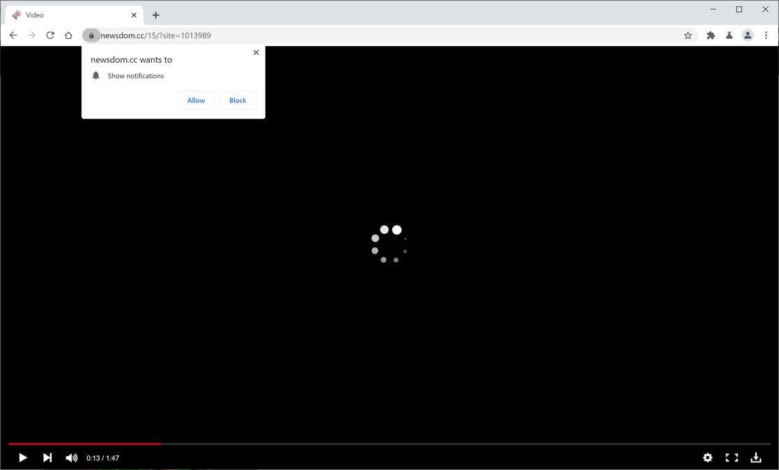 Image: Chrome browser is redirected to Newsdom.cc