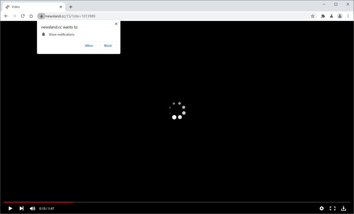 Image: Chrome browser is redirected to Newsland.cc
