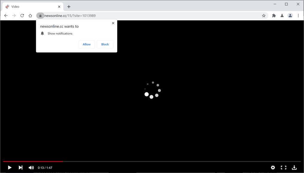 Image: Chrome browser is redirected to Newsonline.cc