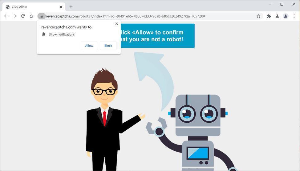 Image: Chrome browser is redirected to Revercecaptcha.com