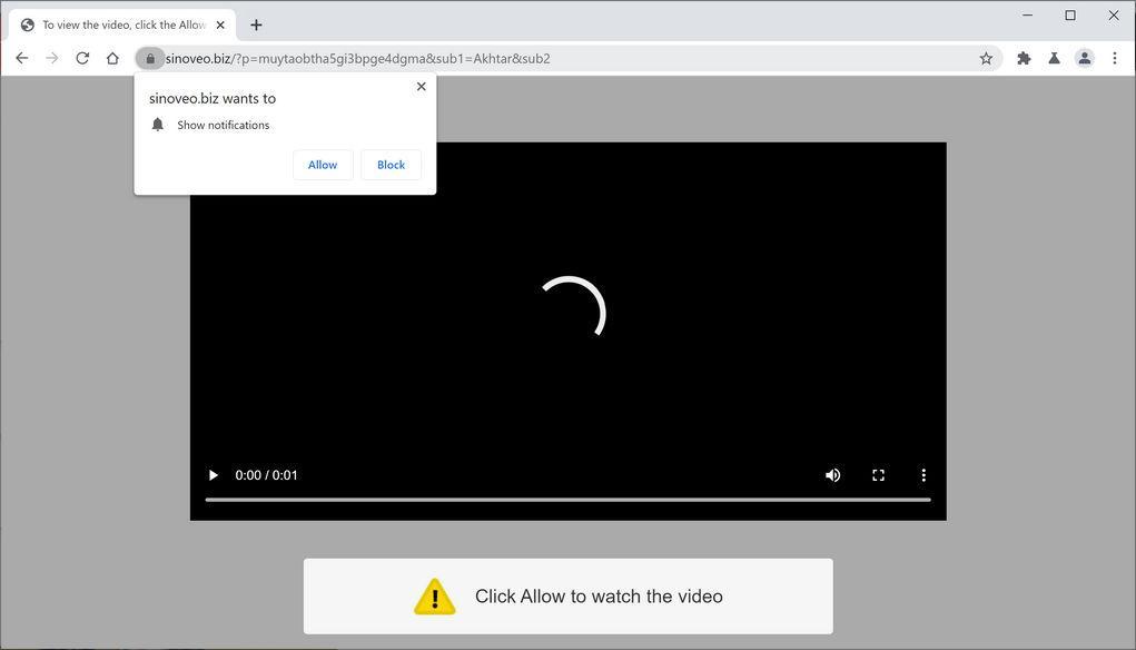 Image: Chrome browser is redirected to Sinoveo.biz