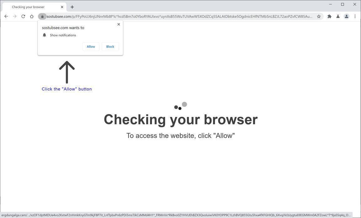 Image: Chrome browser is redirected to Sostubsee.com