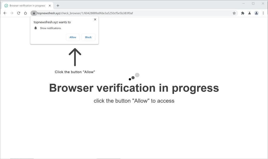 Image: Chrome browser is redirected to Topnewsfresh.xyz
