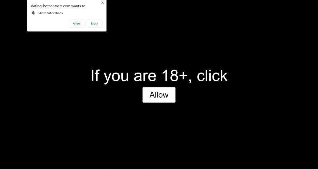 Image: Chrome browser is redirected to Dating-hotcontacts.com
